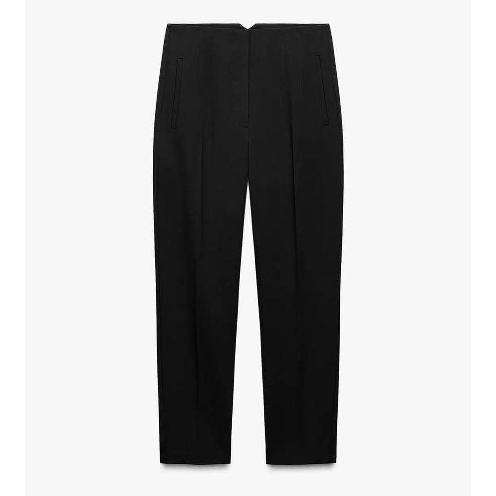 Zara High Waisted Black Straight Leg Pants Ankle Trouser Large NWT